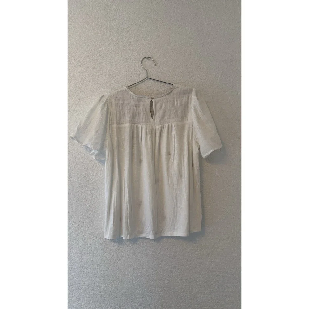 Floral Embroidered White Blouse Lightweight Size Small - Picture 5 of 10